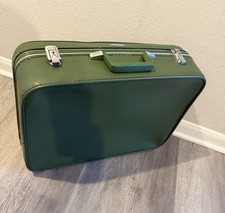 VTG 1950s-60s Sears Pullman Featherlite Green Suitcase leather picture