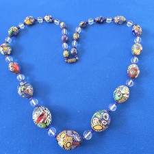 Vintage Venetian Murano Style Millefiori Glass Bead Necklace 22