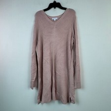 Charter Club Womens Plus 1X Ballet Ribbon Pink V Neck Tunic Cut Sweater NWT A26 picture