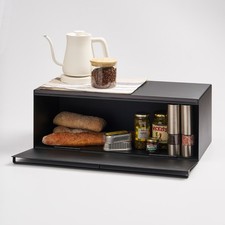 Yamazaki Home Tower Bread Box Wide Kitchen Countertop Storage Bin Organizer BK picture