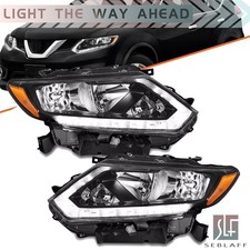 For 2014 2015 2016 Nissan Rogue Headlight Halogen Chrome Clear Left+Right Side picture