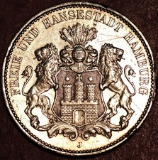  1913 J German States HAMBURG 3 Mark KM# 620 picture