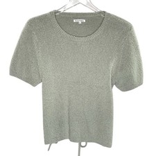 Reformation XL Adriel Tie Back Textured Sweater Dove Gray Cut Out Back picture