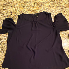 Worthington Women's XL Black V-Neck Flutter Sleeve Chiffon Blouse Pleated picture