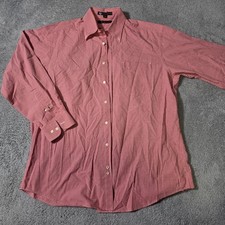 Tommy Hilfiger Mens 16 32-33 Button Down Shirt Red Gingham Micro Check Long Slv picture