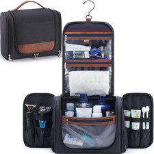 Men's Hanging Toiletry Bag - Travel Bathroom Organizer with Hook, Black picture