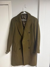 Zara Man Olive Green  Double Breasted Overcoat Size S picture