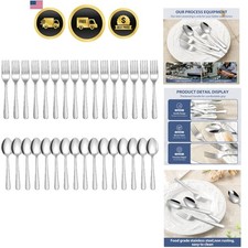 32-Piece Forks and Spoons Set,  Stainless Steel Silverware, Mirror Polished &... picture