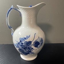 Royal Copenhagen Denmark Blue White Flower Pitcher Stamped and Numbered 10/1862  picture