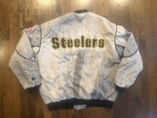 RARE Vintage PITTSBURGH STEELERS Acid Wash Starter Jacket Size Large picture