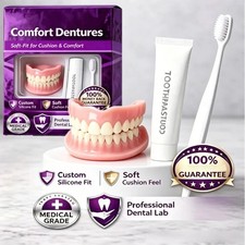 Moldable Silicone False Teeth Upper & Lower Set – Removable Smile Dental Look picture