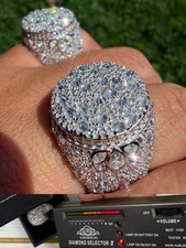 Real Upside Down Mosaic Set VVS MOISSANITE Mens Iced Hip Hop Out Ring 925 Silver picture