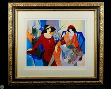 Vintage Framed  Itzchak Tarkay Signed Limited Edition Serigraph “The Reader II” picture