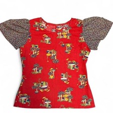 Vintage 70s Mushroom Novelty Print Calico Top picture