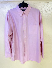 Stafford Essentials Mens 17 34/35 Pink Oxford Button Down Shirt Classic Fit picture