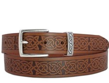 Lee River Owen Irish Celtic Brown Men's Leather Belt, Size Large, 36-38, NWT picture