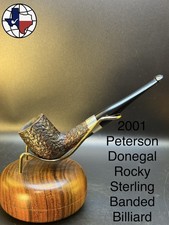 Vintage 2001 Peterson Donegal Rocky Sterling Banded Billiard Tobacco Pipe picture