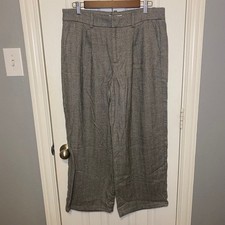 Madewell Slouchy Straight Womens Pants 8 Petite Herringbone Italian Grey Wool picture