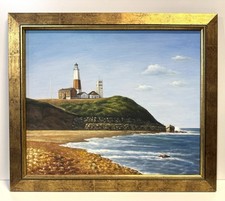 Montauk Point Lighthouse Seascape Painting On Canvas Framed picture