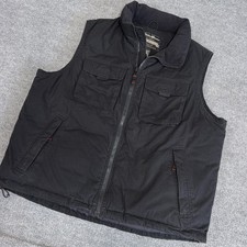 Vintage Eddie Bauer Down Puffer Vest Men XL Black Full Zip Utility Zip Pockets picture