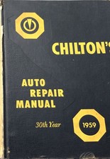 Chilton's Auto Repair Manual 1959 30th Edition Hardcover SPINE DAMAGE Vintage picture