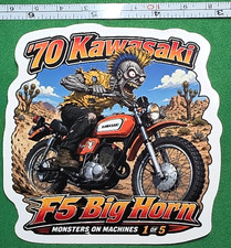 1970 Kawasaki F5 Big Horn 9x9cm Durable Die-Cut Vinyl Sticker 1 of 5 picture