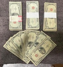 1953-63 $5 Dollar Red Seals ~ $5 Bill G-XF _ Collectible Lot Currency picture