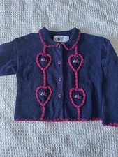 Vintage Hartstrings Navy Blue Cardigan Pink Heart Details picture