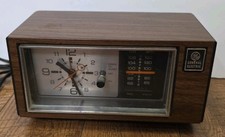 Vintage GE 7-4550D AM/FM Alarm Clock Radio Walnut Wood Grain Tested Works picture