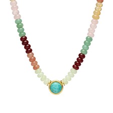 MAYAMAR Beaded Necklace with real Turquoise, Jade, Topaz, Aventurine - NEW picture