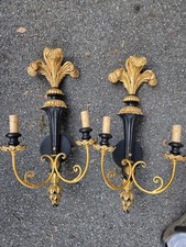 Vintage Pair of Myran Allan Giltwood Neoclassical Design Sconces Made In ITALY picture