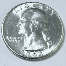 1962-P Washington Quarter BU Uncirculated 90% Silver AU About Uncirculated #9802 picture
