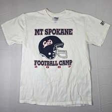 Vintage Gildan Mt Spokane Football Camp 2007 T-Shirt Mens Medium White GSL 2002 picture