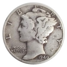 1940-D Mercury Dime VG Very Good 90% Silver picture