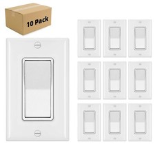 10Pack Decorator Paddle Rocker Light Switch Residential Grade,15A 120V/277V picture