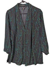 Investments Plus size 2X Caroline Signature Button Up Art Splash Dot Career Flow picture