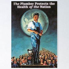 Vintage American Plumber Pride Poster Featuring Patriotic Trade Theme - Unframed picture