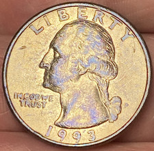 1993-P Washington Quarter Brilliant Gold Toned Coin #35 picture