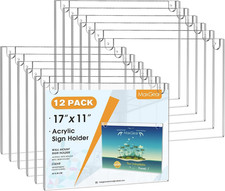 Maxgear Acrylic Wall Mount Sign Holder, 11 X 17 Landscape, 12 Pack picture