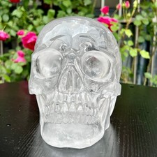12LB  Natural Clear Quartz white crystal rock stone hand carved skull cure ener picture