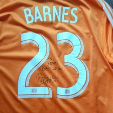 GAME WORN, AUTOGRAPHED Houston Dynamo Giles Barnes #23 Jersey  - RARE UNIQUE picture