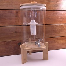 Countertop Water Filter Dispenser 2.1 Gallon Glass Wooden Stand picture