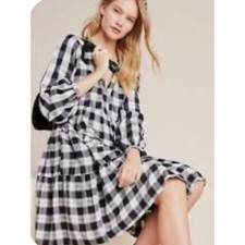 NWT Maeve Amber Plaid Tiered Dress Size M Anthropologie $148 Cottagecore BOHO picture