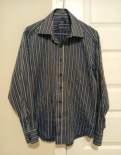 Paul Smith Men's Striped Dress Shirt 15.5 Neck 32/33 Sleeve Black Blue White picture