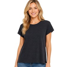 Loft Navy Blue Crew Tee Size M 100% Cotton Short Sleeve Space Dye Coastal NWT picture