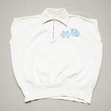 Vintage 40s 50s 1/4 Zip Sweatshirt Crown Zipper Middlebury Water Print No Sleeve picture