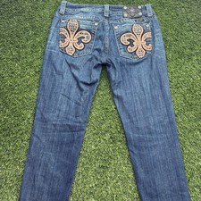 Miss Me Skinny Jeans Womens 30x28 Blue La Fleur Embroidered Y2K picture