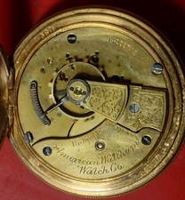 Antique A.W. Co. Waltham Full Hunter Pocket Watch | RUNNING | Stag Relief Case picture