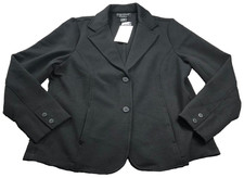 Dialogue Womens Blazer Sz L Black Classic Button-Up Long Sleeve Stretch QVC NWT picture