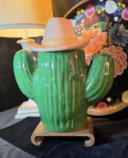 Vintage Treasure Craft Cactus Cookie Jar with Cowboy Hat Lid picture